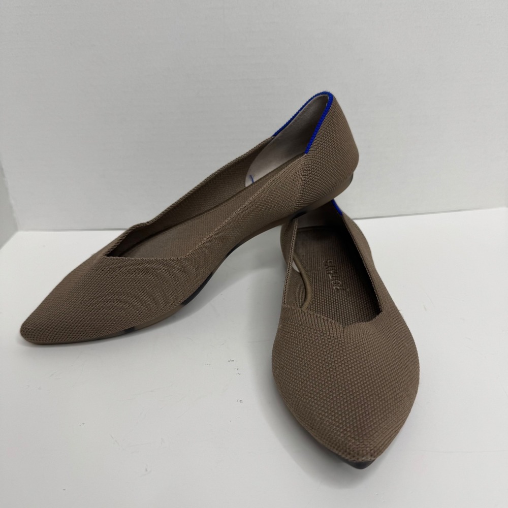 Rothy's The Point Women 9 Taupe Brown Pointed Toe Knit Flats 002-283